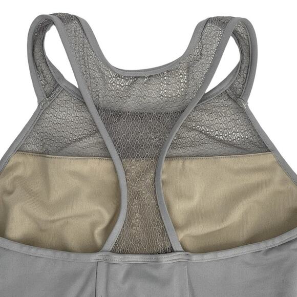 Capezio Women’s Gray Lace Racerback Tank Top Leotard Size Medium M - Picture 4 of 6